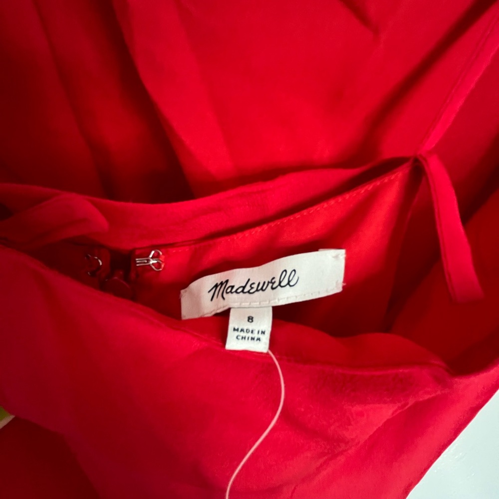 Madewell Red Silk Dress. Size 8. NWT - Picture 3 of 7